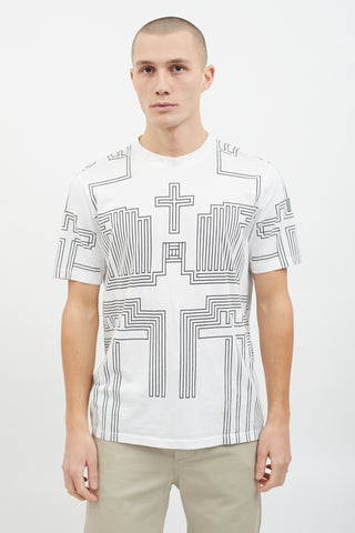 Givenchy White 
Black Cotton Cross Graphic T-shirt