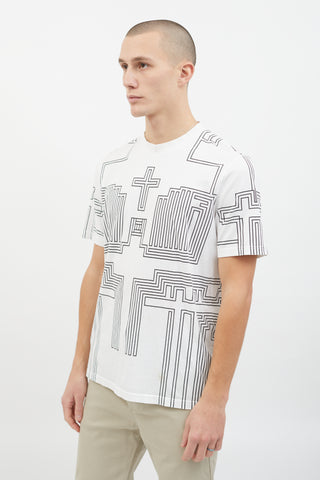 Givenchy White 
Black Cotton Cross Graphic T-shirt