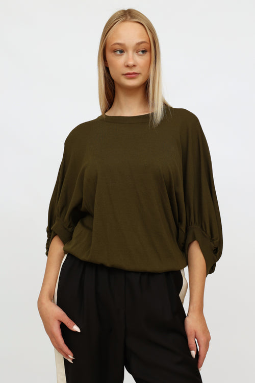 Givenchy Green Batwing Top