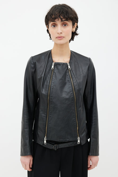 Golden Goose Black Leather Double Zipper Jacket