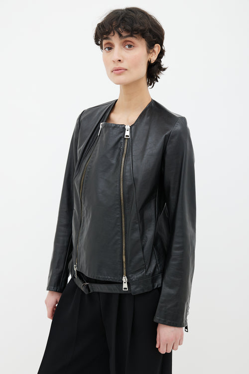 Golden Goose Black Leather Double Zipper Jacket