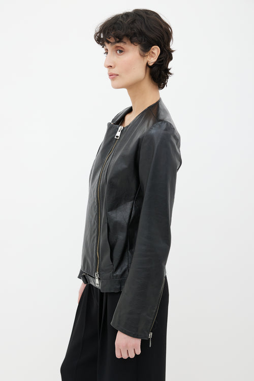 Golden Goose Black Leather Double Zipper Jacket