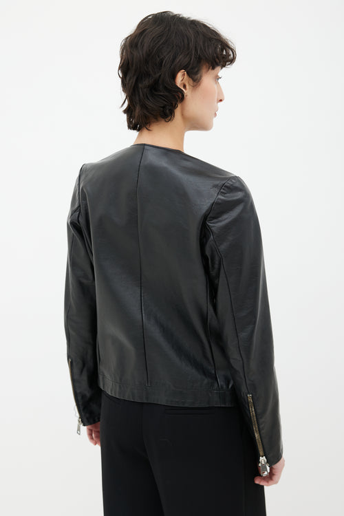 Golden Goose Black Leather Double Zipper Jacket