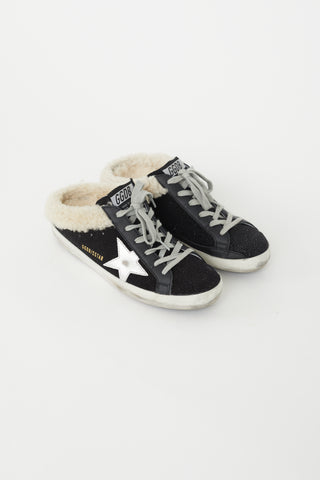 Golden Goose Black Glitter Superstar Sabot Mule