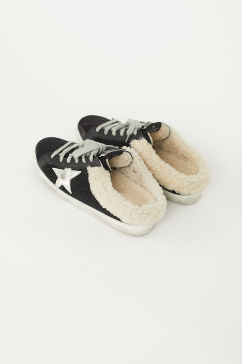 Golden Goose Black Glitter Superstar Sabot Mule