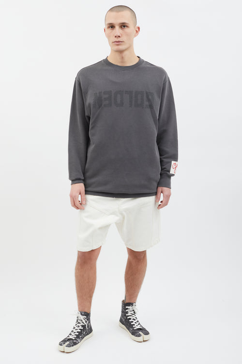 Golden Goose Grey Distress Patch Crew Sweatshirt