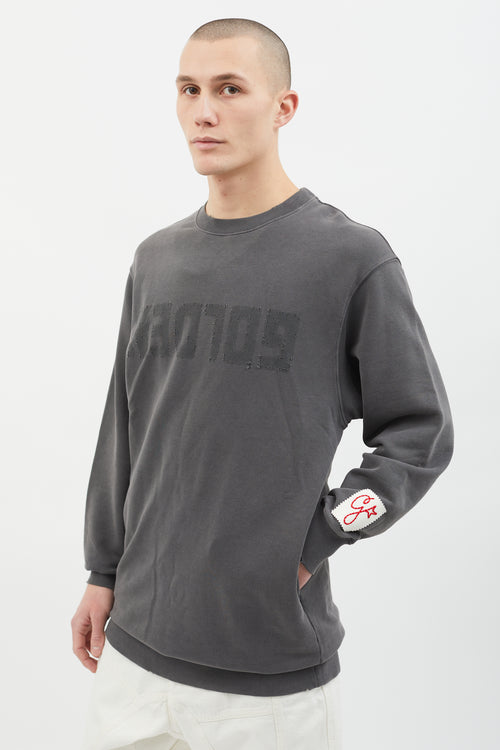 Golden Goose Grey Distress Patch Crew Sweatshirt