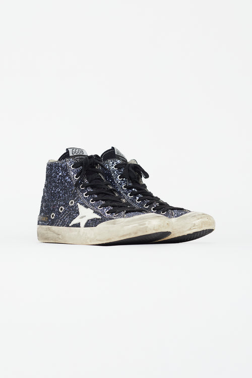 Golden Goose Navy Glitter Francy High Top Sneaker