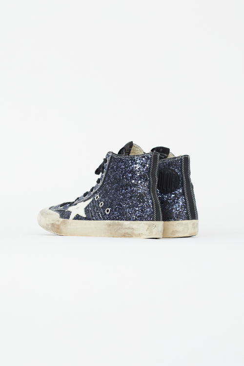 Golden Goose Navy Glitter Francy High Top Sneaker