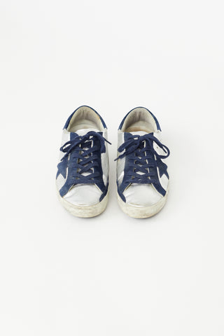 Golden Goose Silver 
Navy Superstar  Sneaker