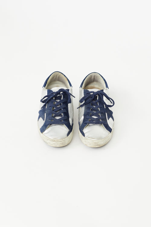 Golden Goose Silver 
Navy Superstar  Sneaker