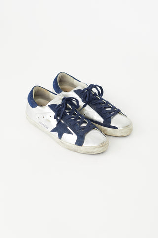 Golden Goose Silver 
Navy Superstar  Sneaker