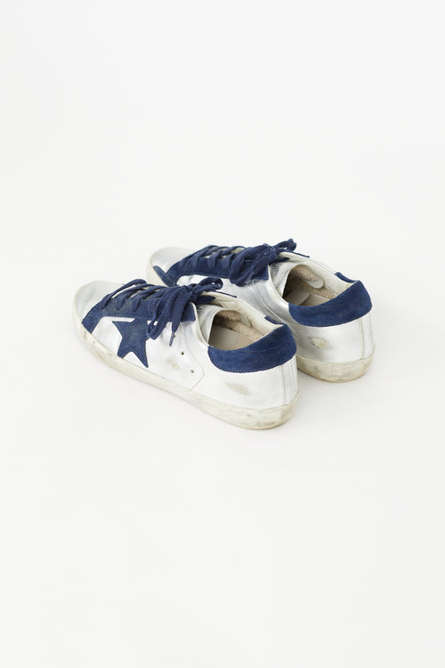 Golden Goose Silver 
Navy Superstar  Sneaker