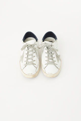 Golden Goose White 
Navy Superstar Sneaker