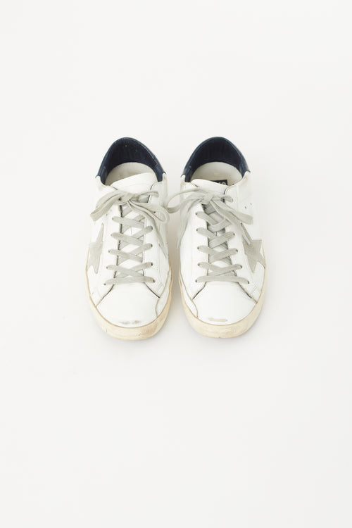 Golden Goose White 
Navy Superstar Sneaker