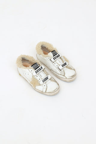 Golden Goose Kids White Shearling Velcro Sneakers