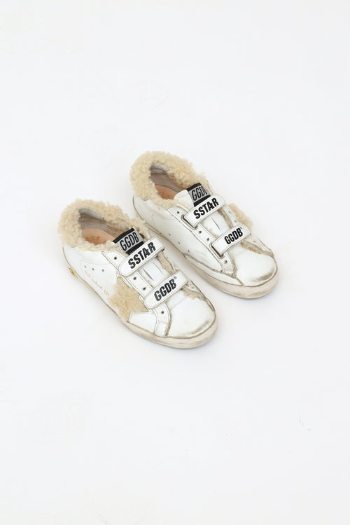 Golden Goose Kids White Shearling Velcro Sneakers