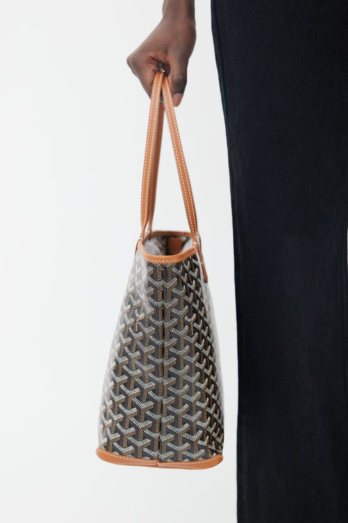 Goyard Black 
Brown Goyardine Canvas Artois Tote Bag