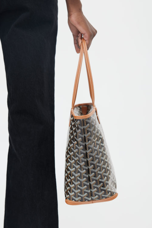 Goyard Black 
Brown Goyardine Canvas Artois Tote Bag