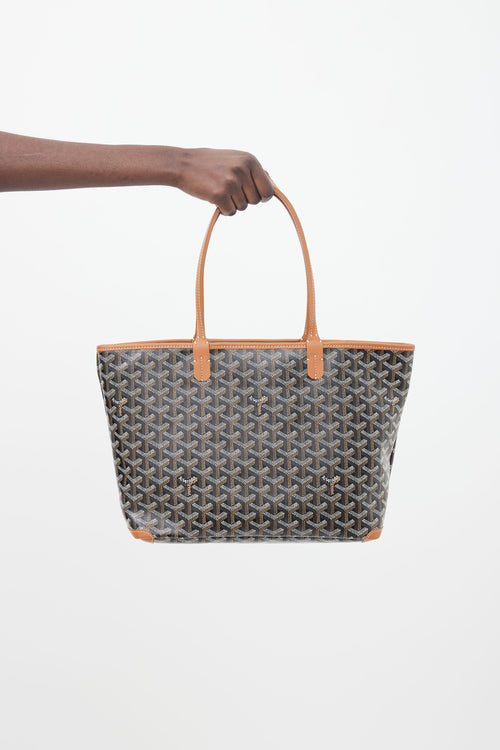 Goyard Black 
Brown Goyardine Canvas Artois Tote Bag