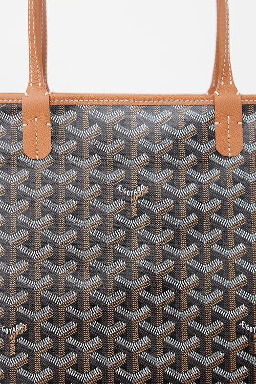 Goyard Black 
Brown Goyardine Canvas Artois Tote Bag