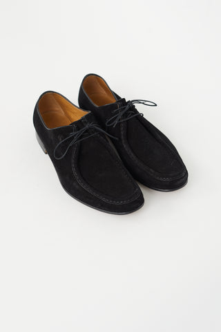 Gucci Black Suede Lace-Up Loafer