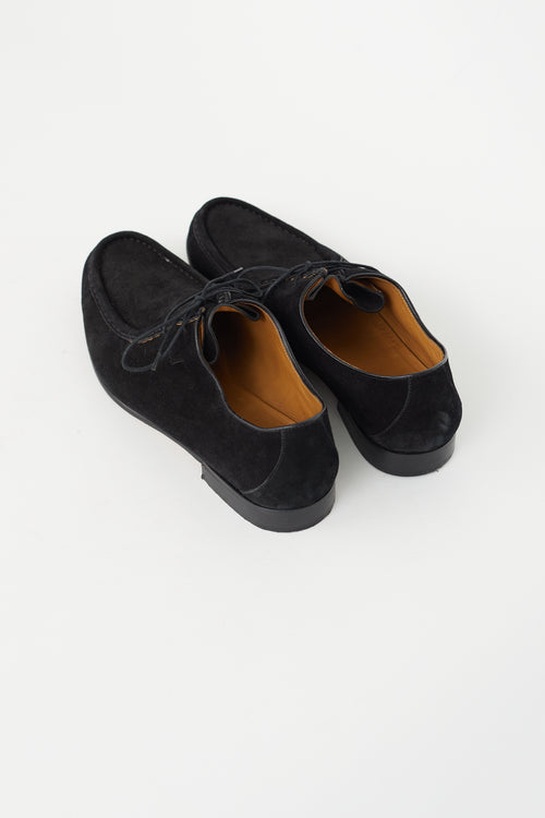 Gucci Black Suede Lace-Up Loafer