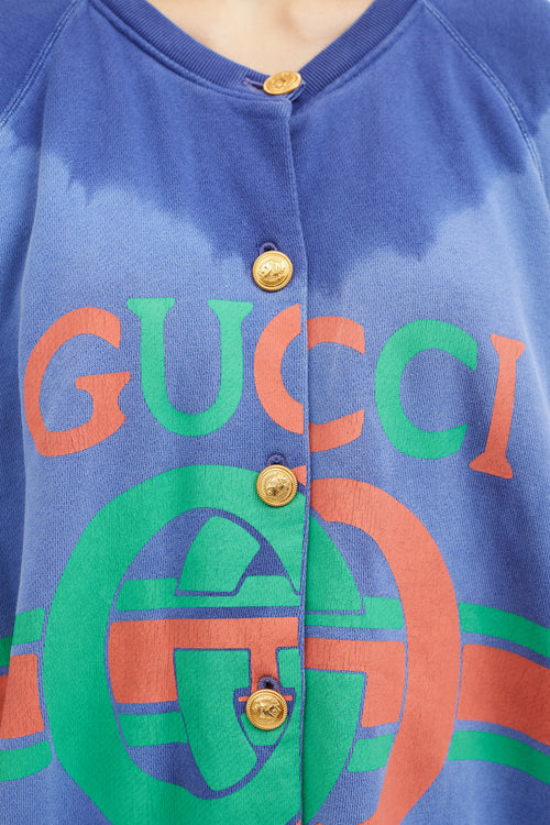 Gucci Blue 
Multicolor Cotton Tie Dye Cardigan