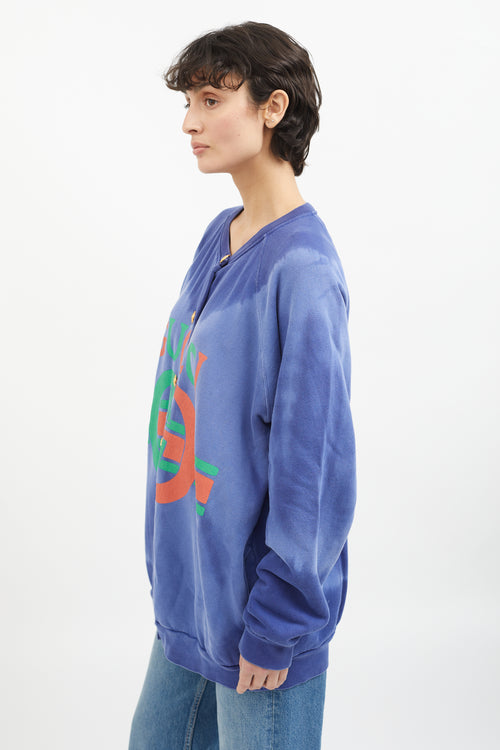 Gucci Blue 
Multicolor Cotton Tie Dye Cardigan