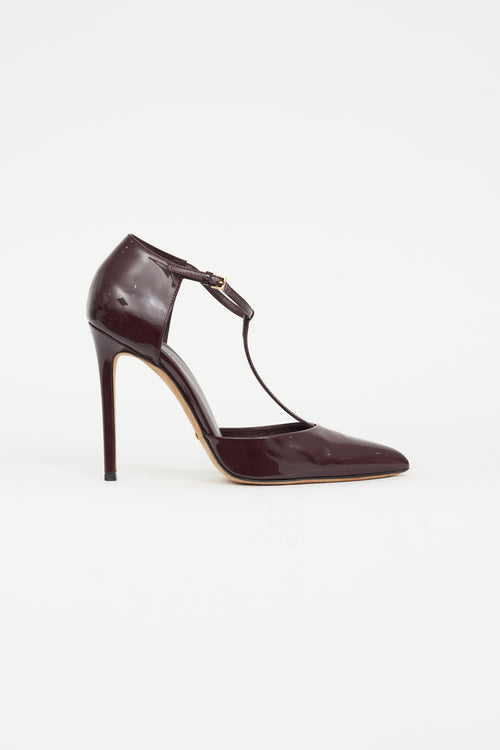 Gucci Burgundy Patent Beverly T-Strap Heel