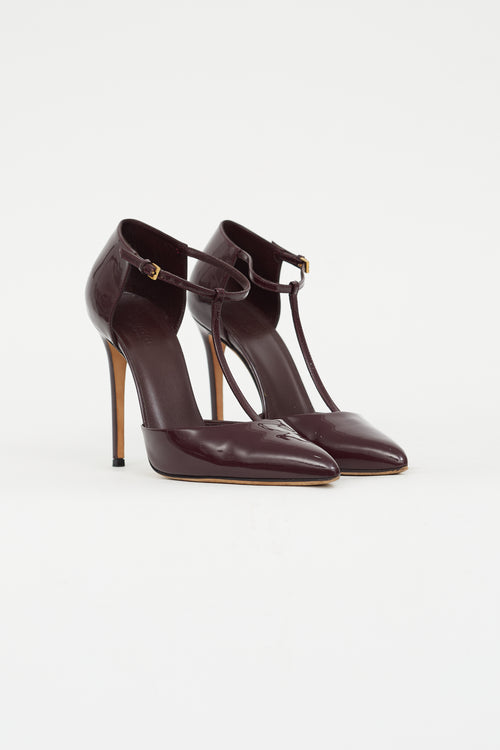 Gucci Burgundy Patent Beverly T-Strap Heel