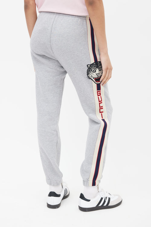 Gucci Grey Side Stripe Appliqué Sweatpant