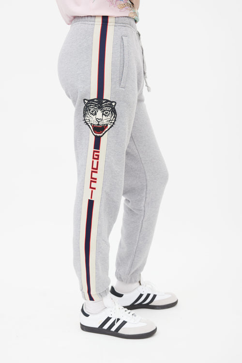 Gucci Grey Side Stripe Appliqué Sweatpant