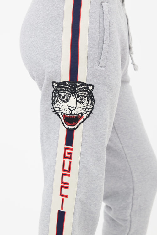 Gucci Grey Side Stripe Appliqué Sweatpant