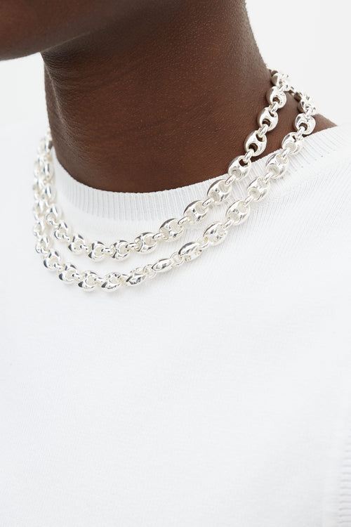 Gucci Sterling Silver Hollow Puff Necklace