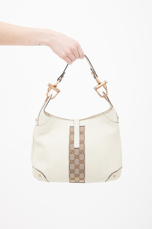 Gucci White 
Brown Nailhead Jackie Bag