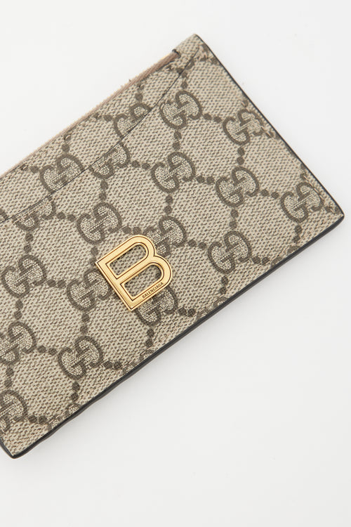 Gucci X Balenciaga Beige 
Brown GG Supreme Zip Up Wallet