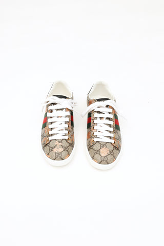 Gucci Beige Ace GG Supreme Berry Sneaker