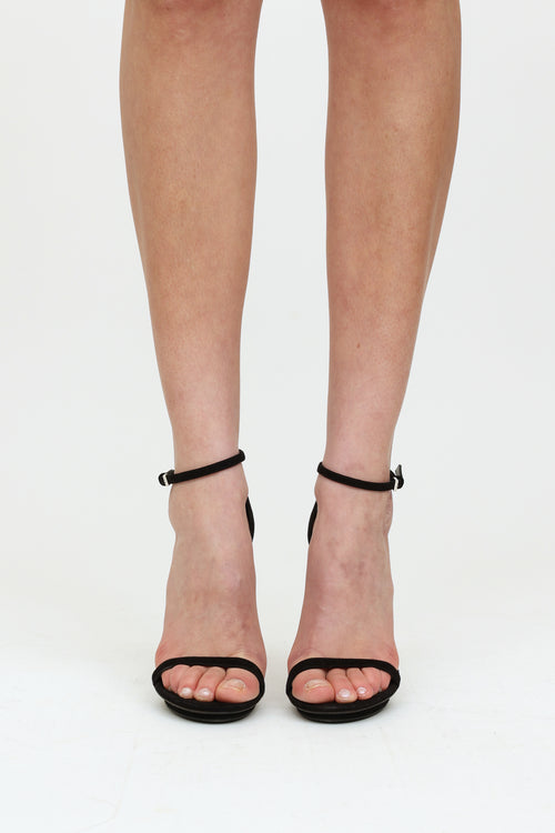 Gucci Black Suede Bamboo Heel Sandal