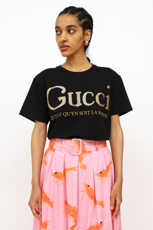 Gucci Black Glitter Graphic Top