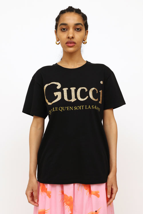 Gucci Black Glitter Graphic Top