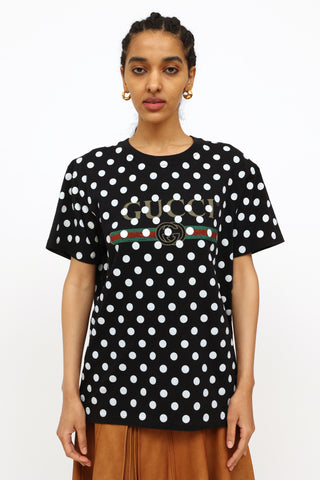 Gucci Black 
White Polka Dot Top