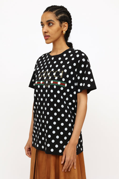 Gucci Black 
White Polka Dot Top