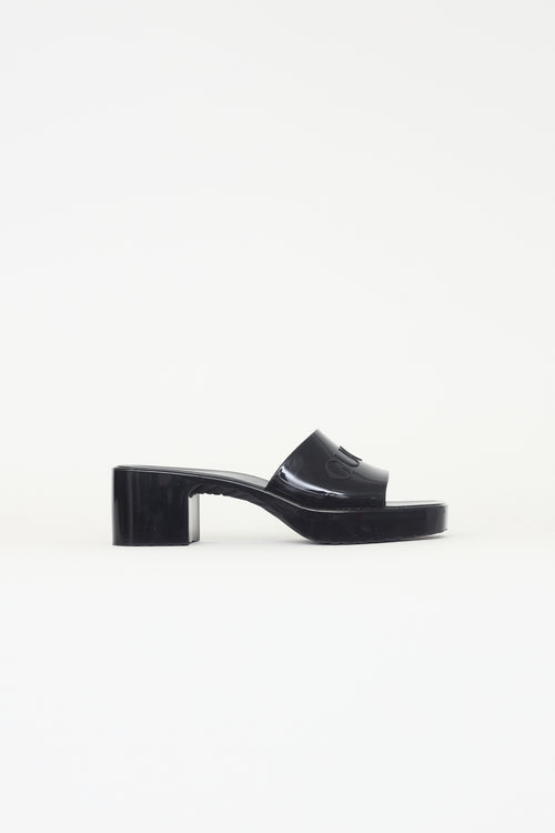 Gucci Black Rubber Mule Sandal