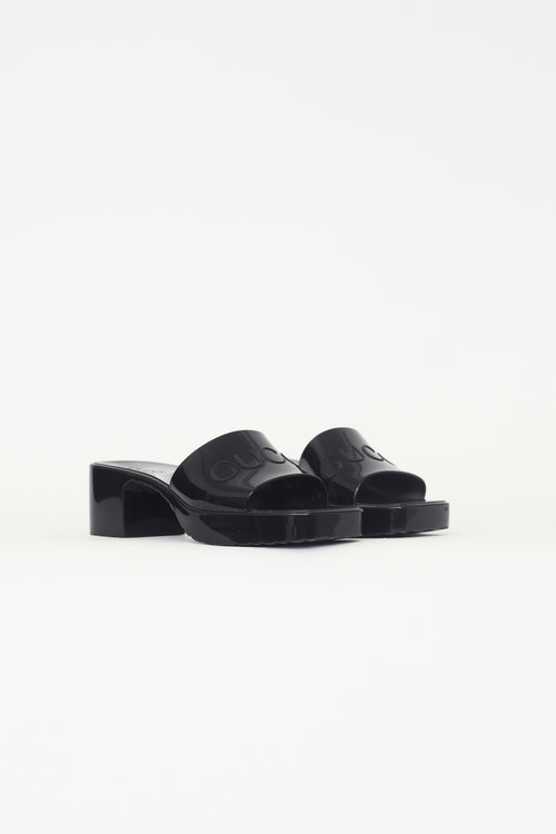 Gucci Black Rubber Mule Sandal