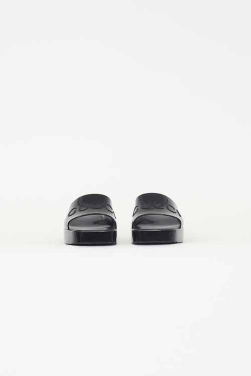 Gucci Black Rubber Mule Sandal