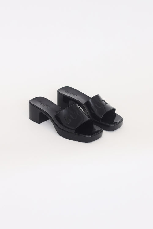 Gucci Black Rubber Mule Sandal