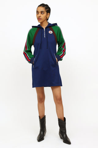 Gucci Blue 
Green Jersey Hooded Dress