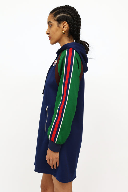 Gucci Blue 
Green Jersey Hooded Dress