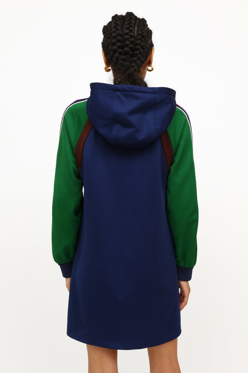 Gucci Blue 
Green Jersey Hooded Dress